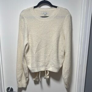 American Eagle Outfitters Soft Cream tie back sweater size large
